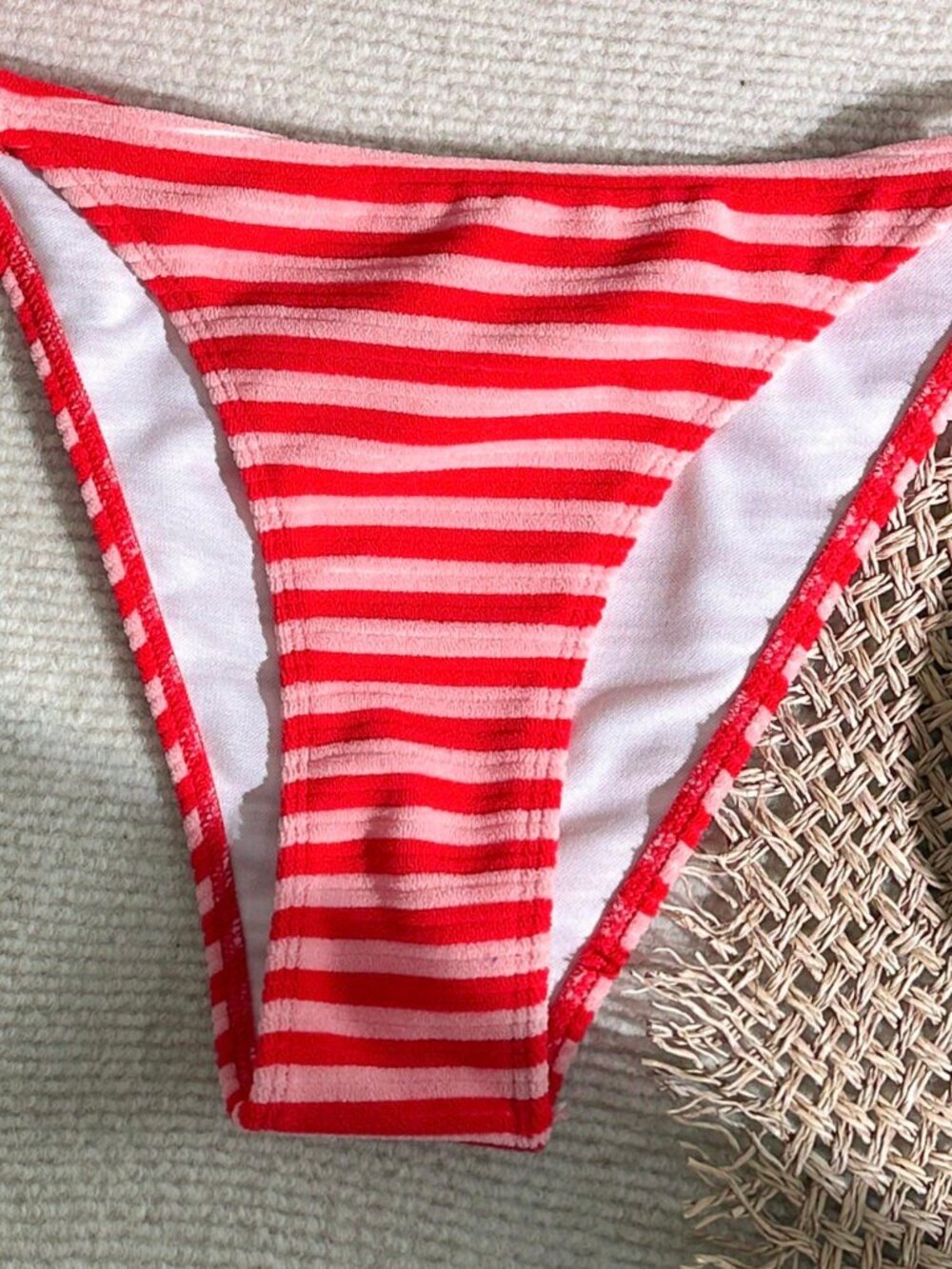 best seller Red striped Women's  bikini Beach Suit Set - Picture 4 of 5